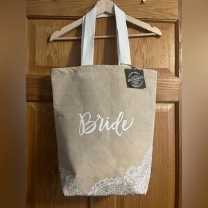 New embroidered jute Bride tote bag